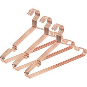 16.5" Rose Gold Copper Clothes Hangers - 10 Pack, Heavy Duty Strong Metal Hanger